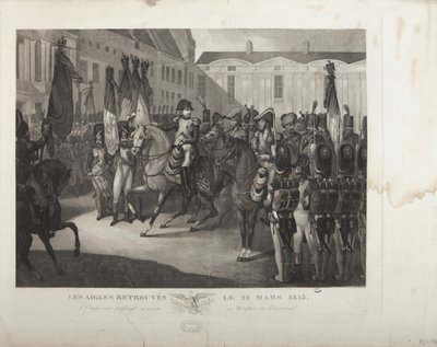 Keisari arvioi joukkojaan Carrouselissa, 21. maaliskuuta 1815, kaivertanut Moreau tekijältä Maximilien Pierre Kepfer